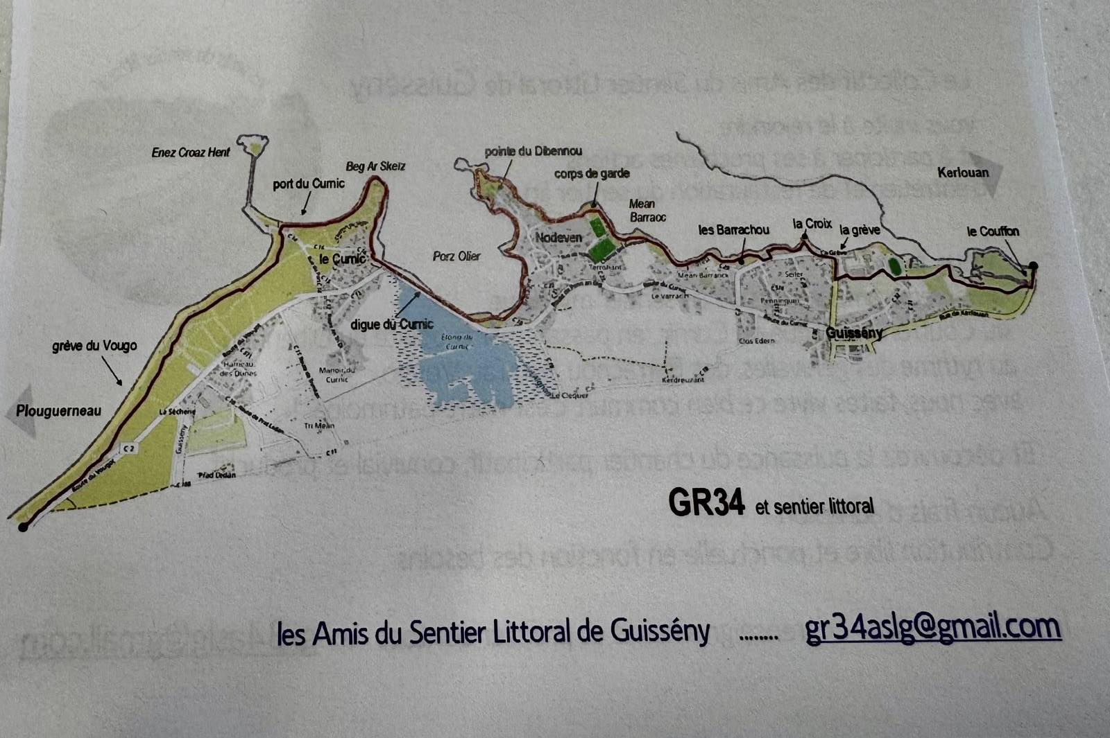 Rencontre avec les Amis du Sentier Littoral - Carte GR34 Guissény